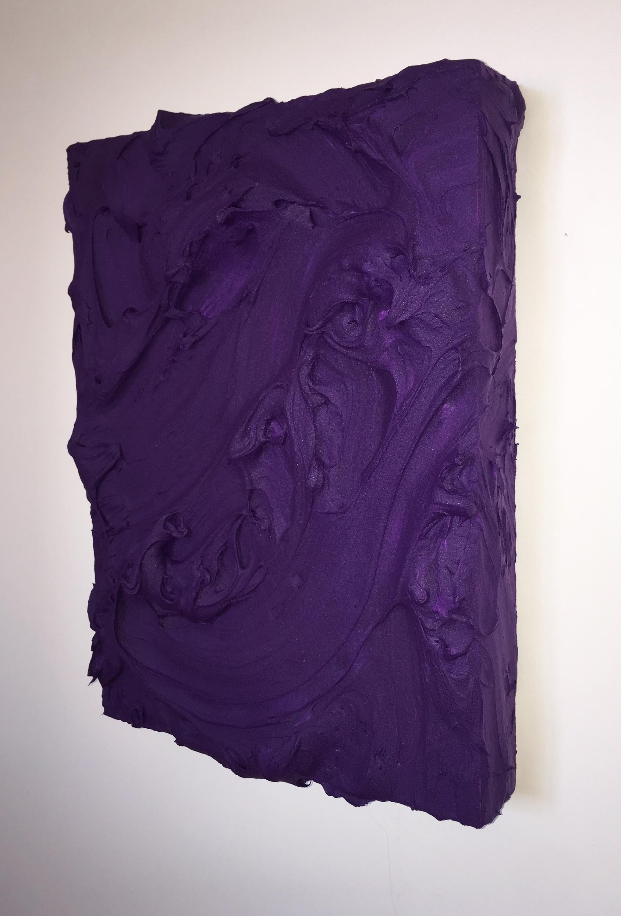 Grape Excess (violet impasto thick painting dark contemporary design vivid)  - Contemporary Painting by Chloe Hedden