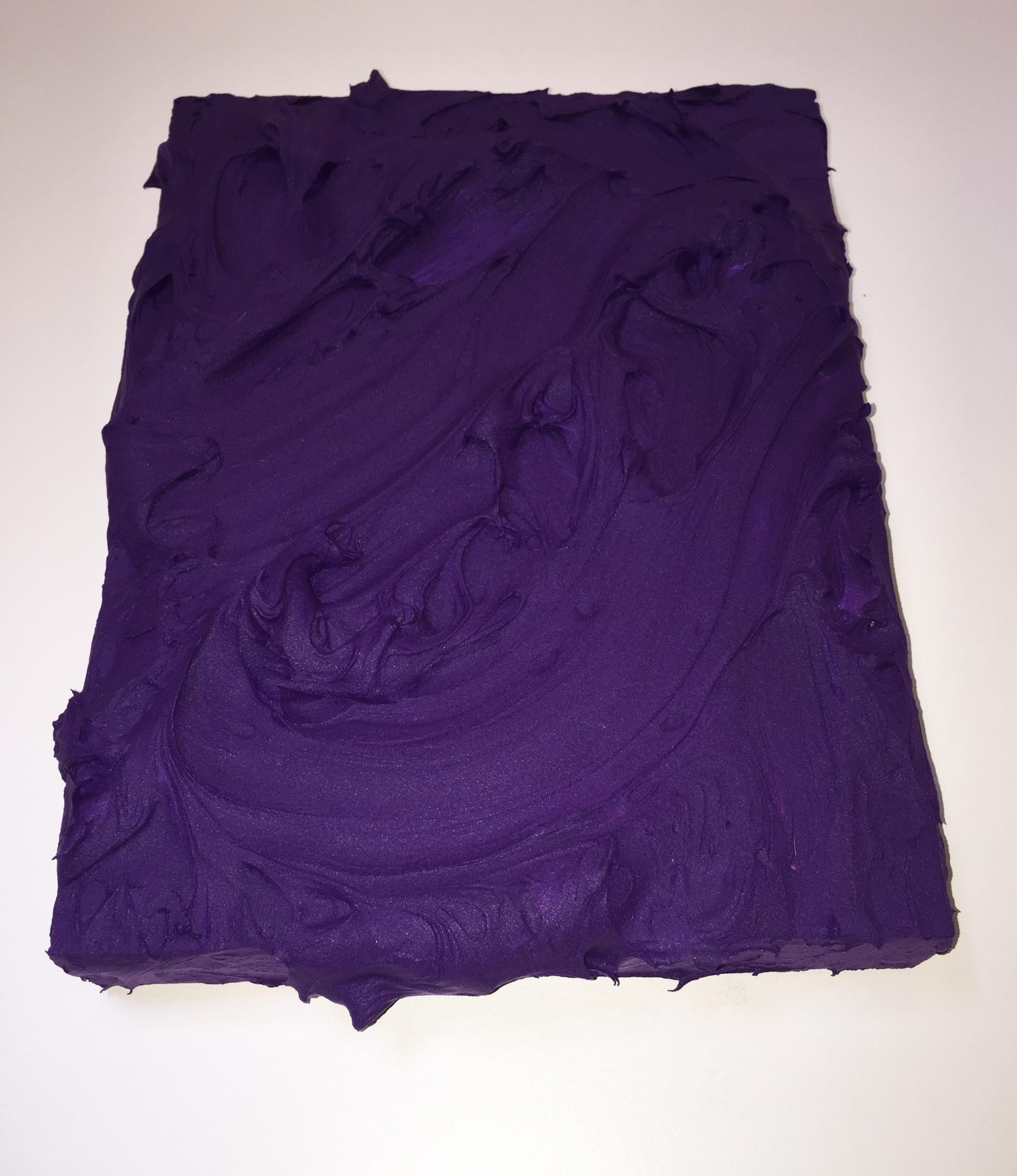 Grape Excess (violet impasto thick painting dark contemporary design vivid)  - Brown Abstract Painting by Chloe Hedden