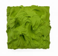 Guacamole Excess (pittura a impasto verde spesso con disegno pop monocromatico quadrato)
