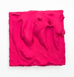 Hot Pink Excess (impasto thick painting monochrome pop square design textured)
