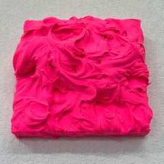Hot Pink Excess (thick pastel impasto painting square monochrome pop design)