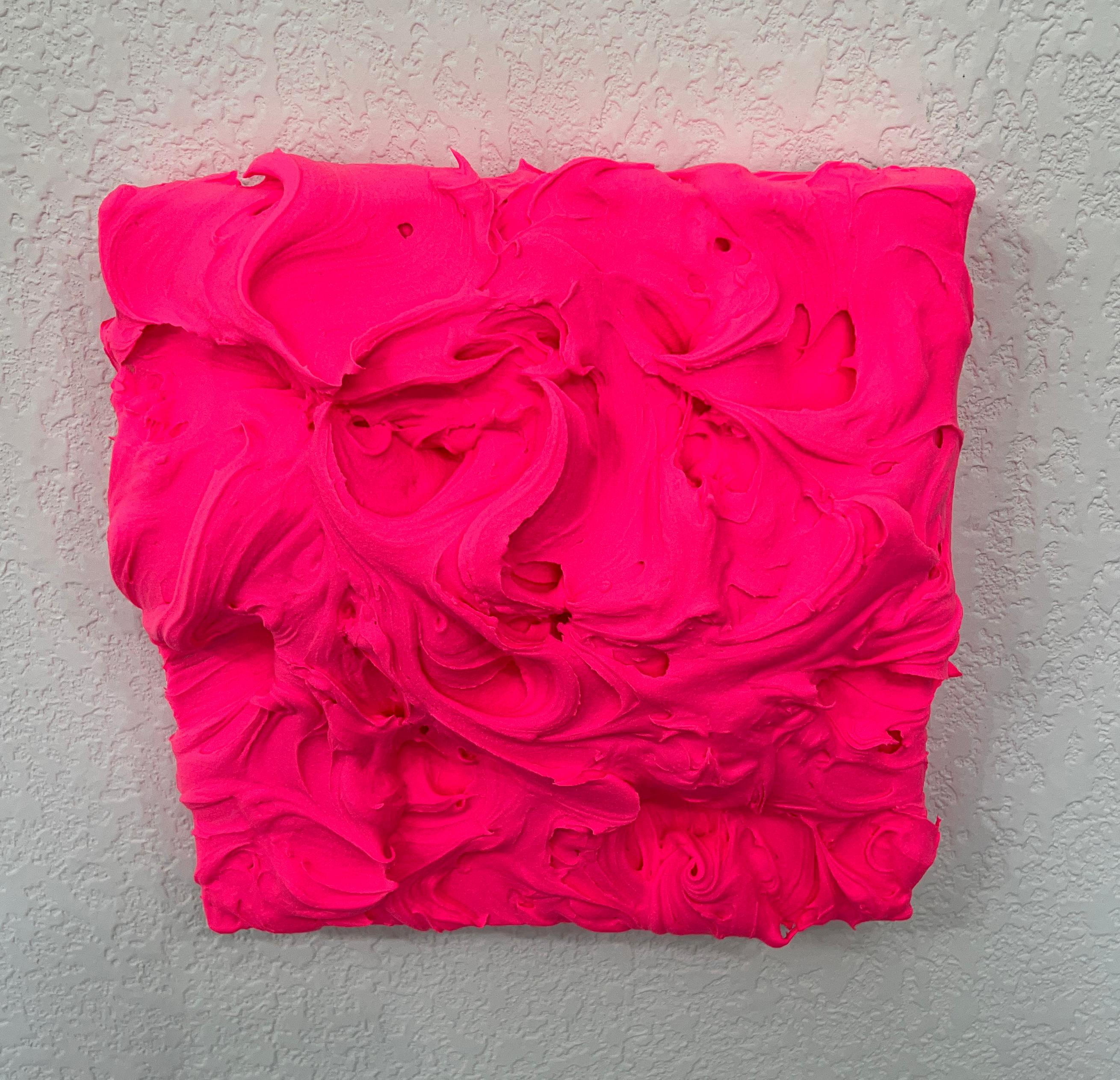 Exceso de Rosa Caliente (pintura al pastel grueso diseño pop monocromo cuadrado) en venta 2