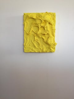 Lemon Yellow Excess (impasto texture thick small painting salon hanging bold 