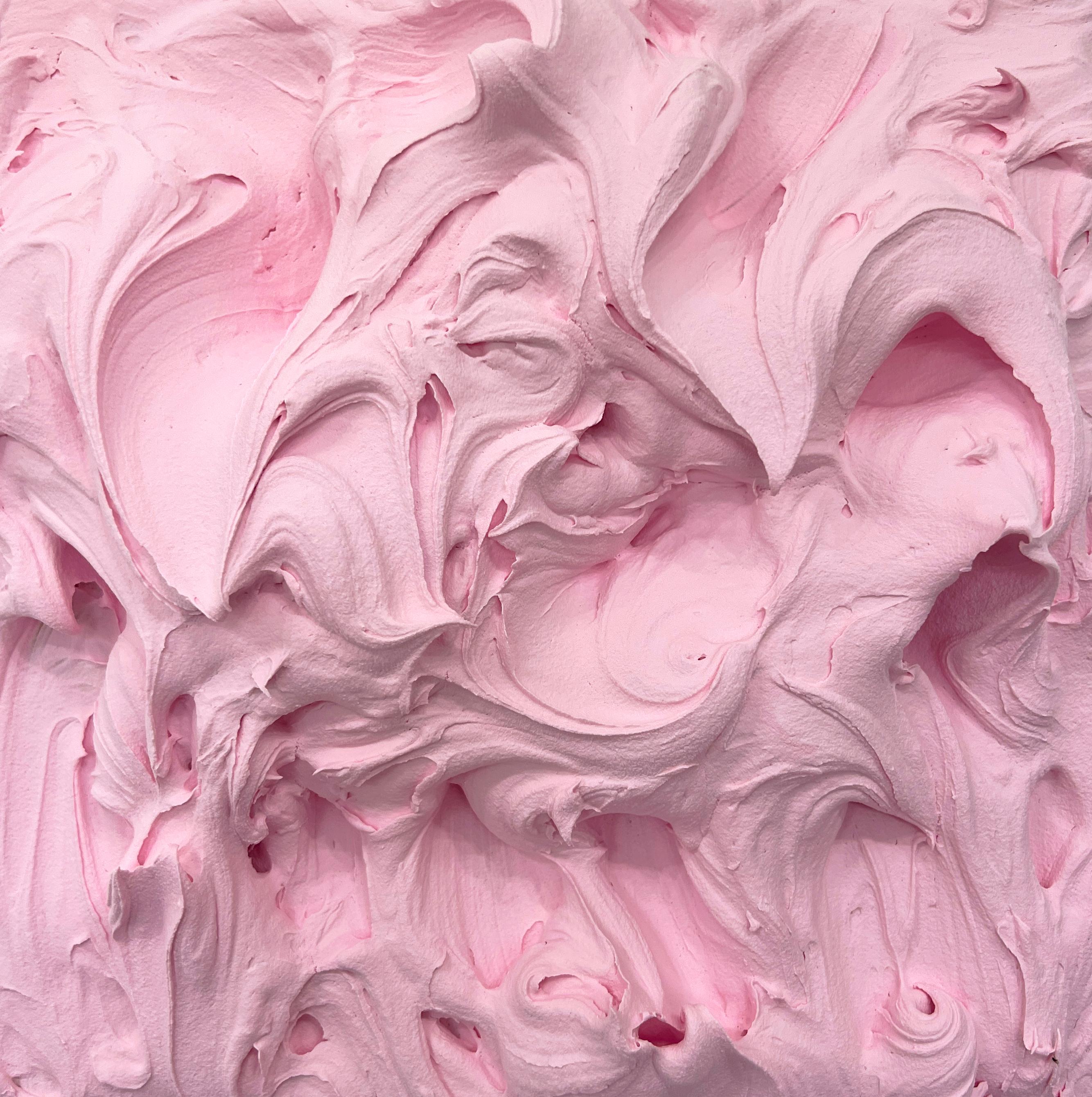 Exceso de rosa claro (pintura de empaste rosa grueso diseño pop monocromo cuadrado) - Sculpture Arte pop de Chloe Hedden