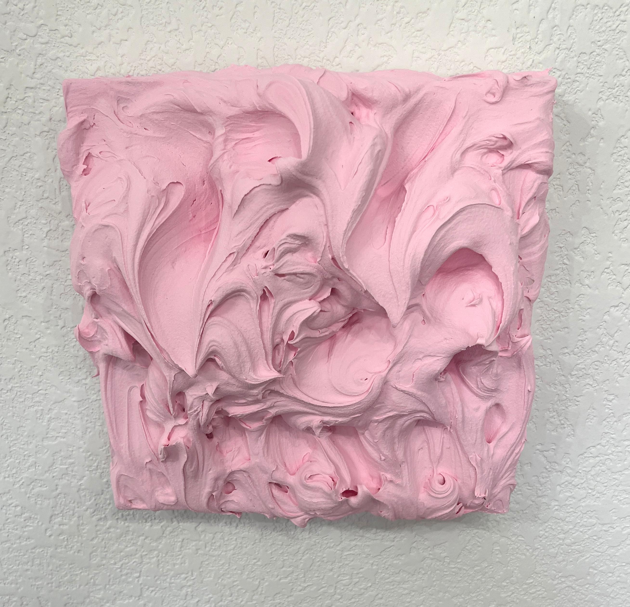 Exceso de rosa claro (pintura de empaste rosa grueso diseño pop monocromo cuadrado) en venta 1