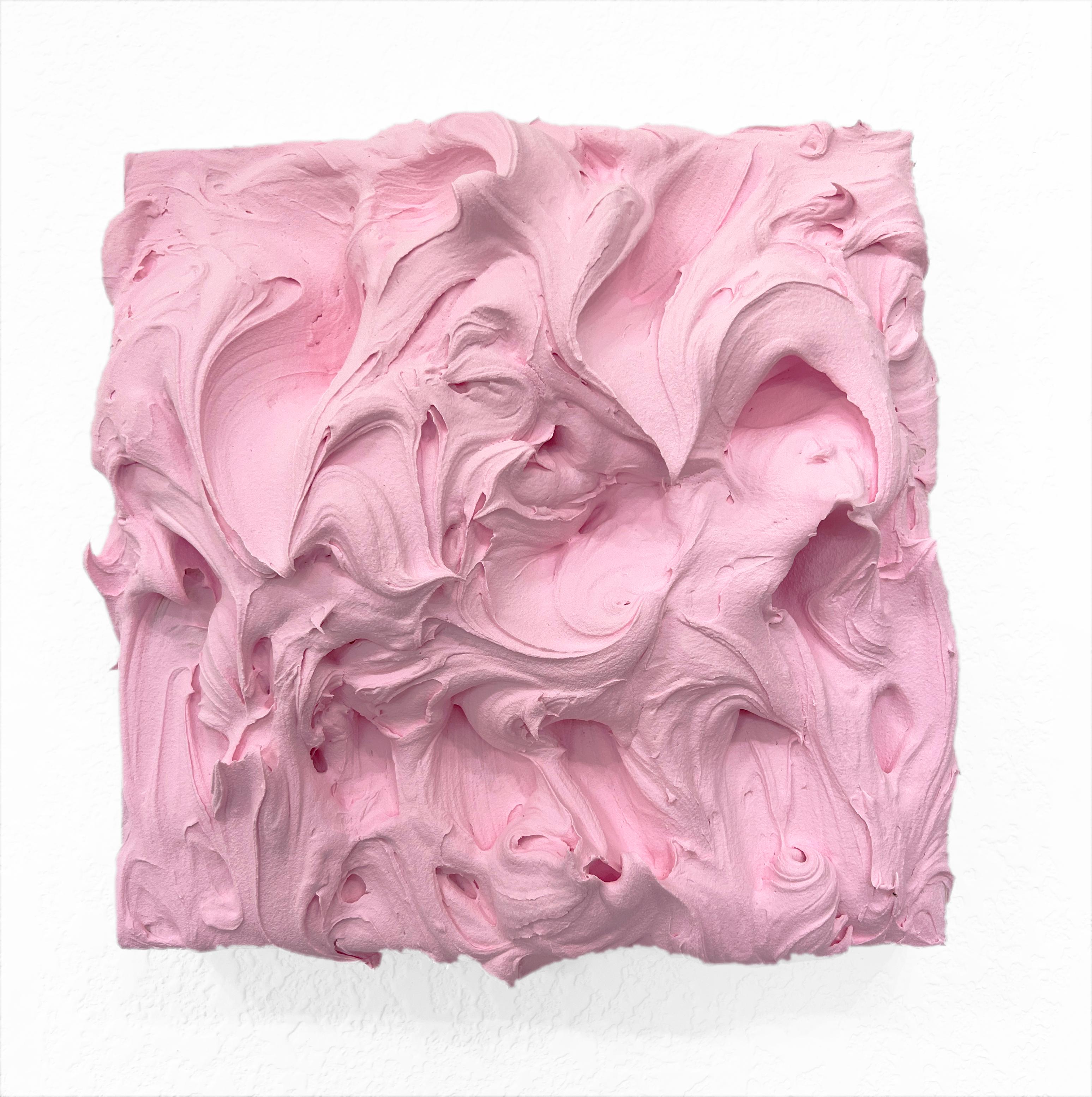 Exceso de rosa claro (pintura de empaste rosa grueso diseño pop monocromo cuadrado)