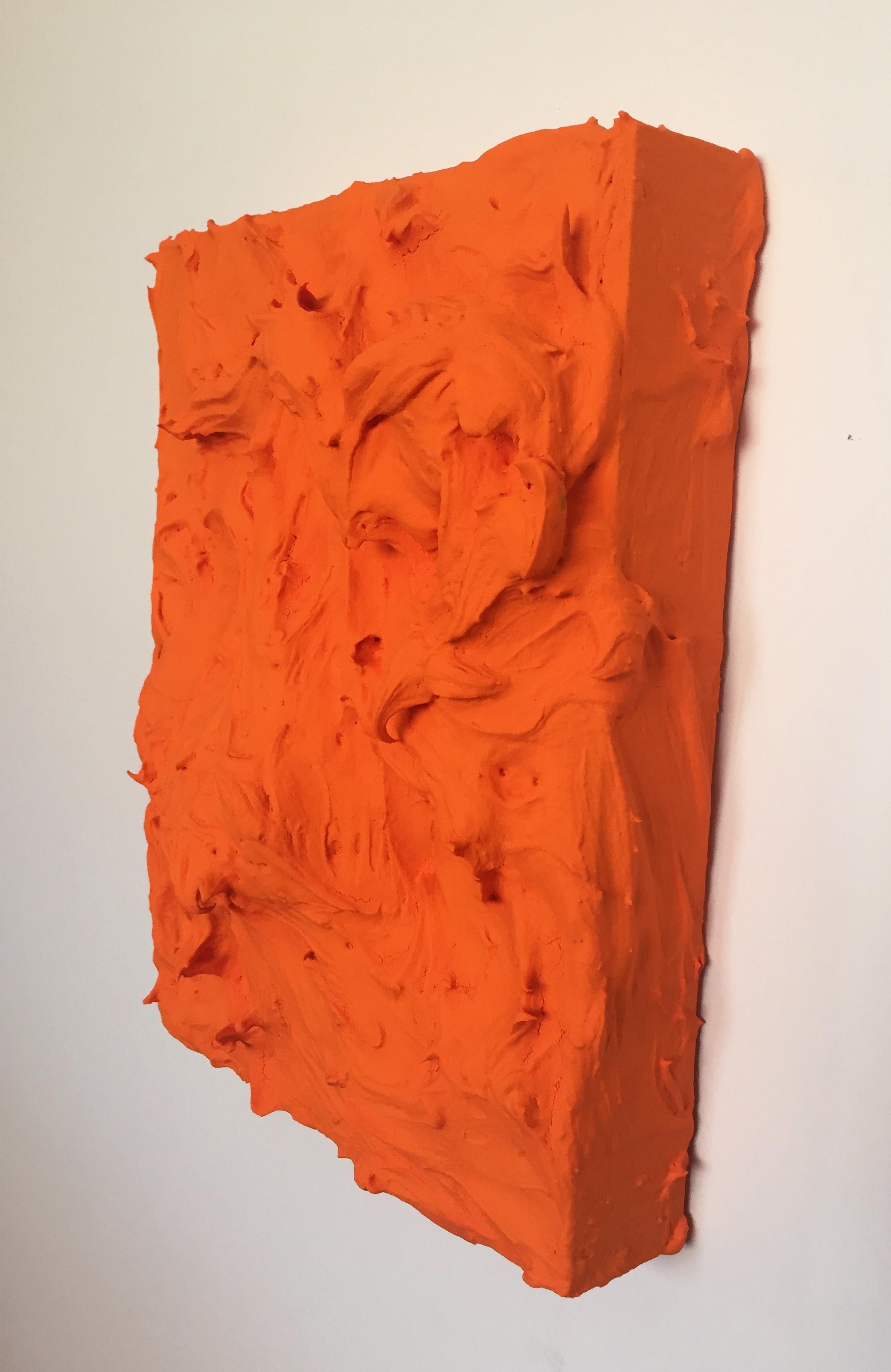 Mandarin Excess (impasto texture thick small painting salon hanging bold orange 1