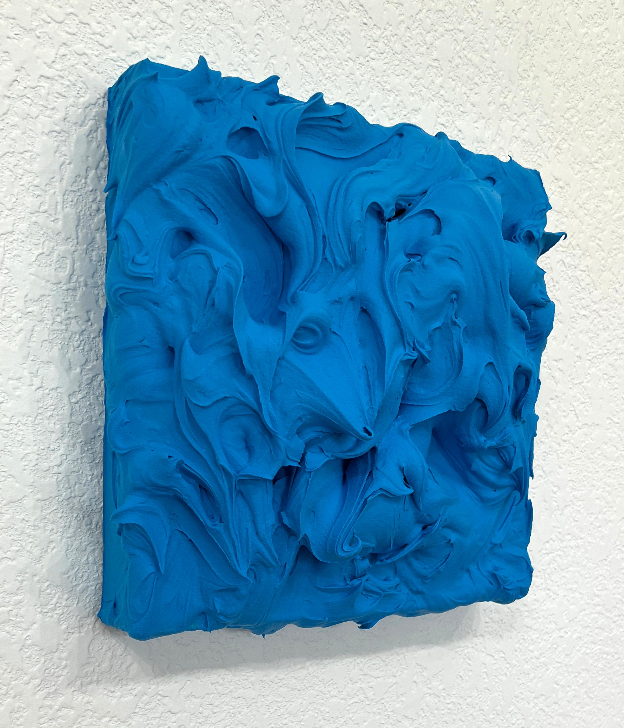 Exceso de manganeso (pintura de empaste azul grueso diseño pop monocromo cuadrado) en venta 1