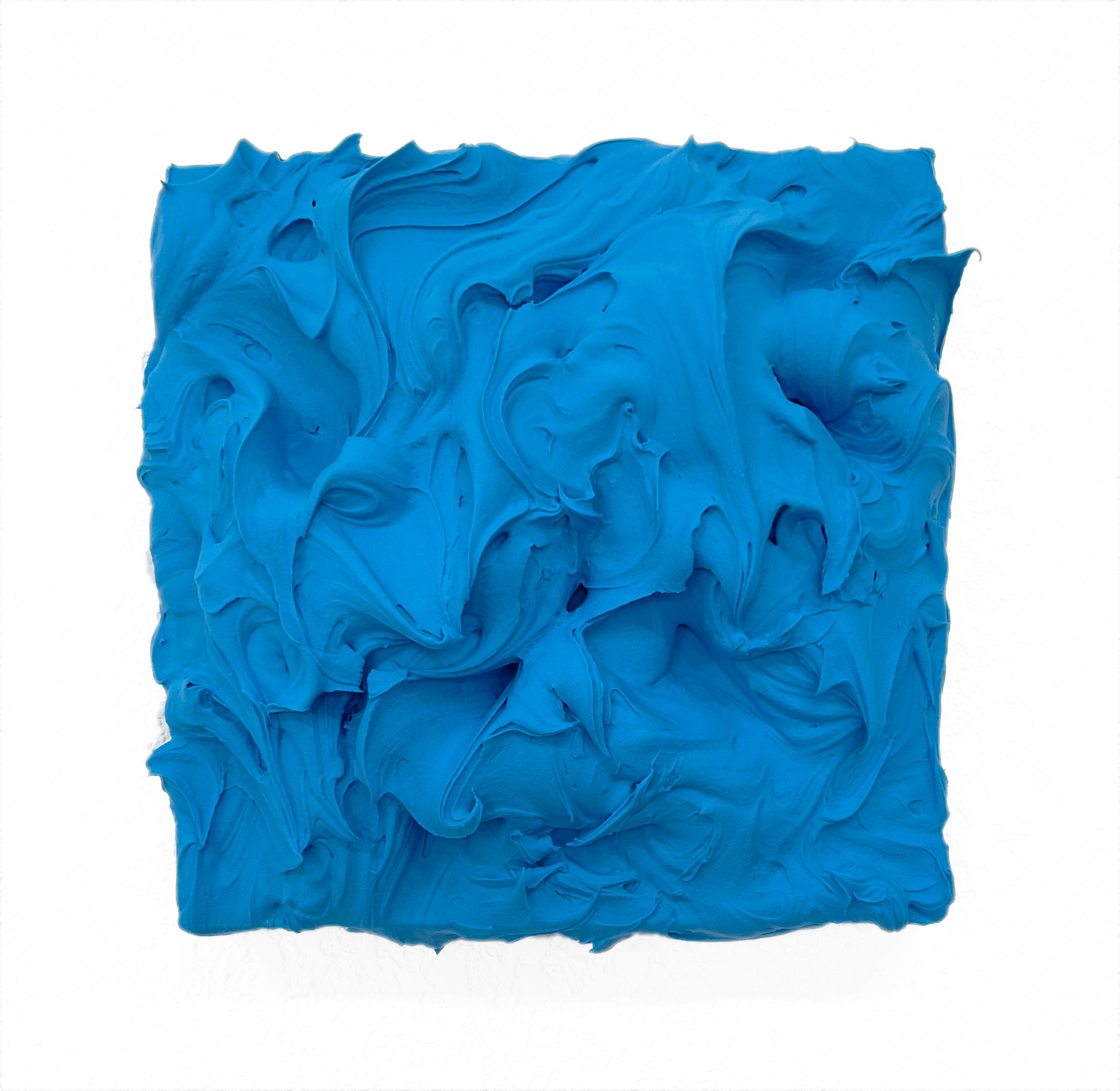 Eccesso di manganese (pittura ad impasto blu spesso, disegno pop monocromatico quadrato)