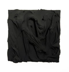 Matte Black Excess (impasto thick painting monochrome pop art square design)