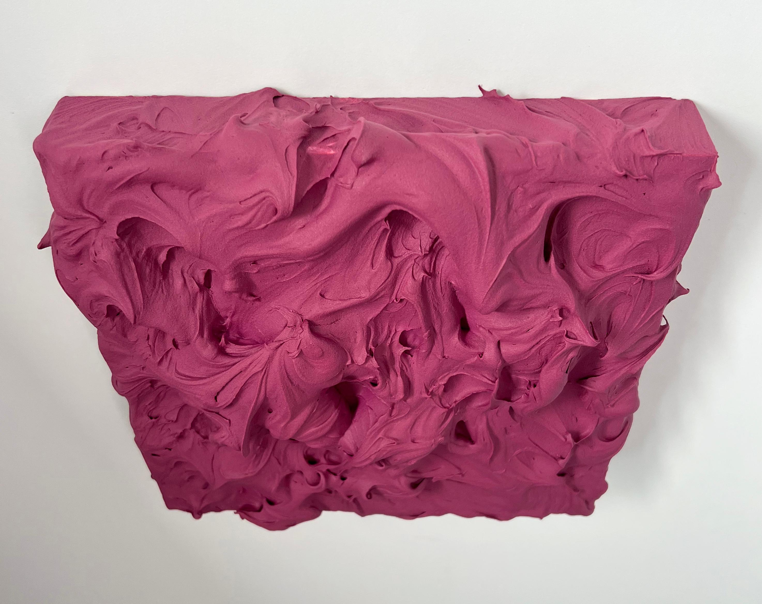 Mauve Excess (purple impasto thick painting monochrome pop art square design) - Painting by Chloe Hedden