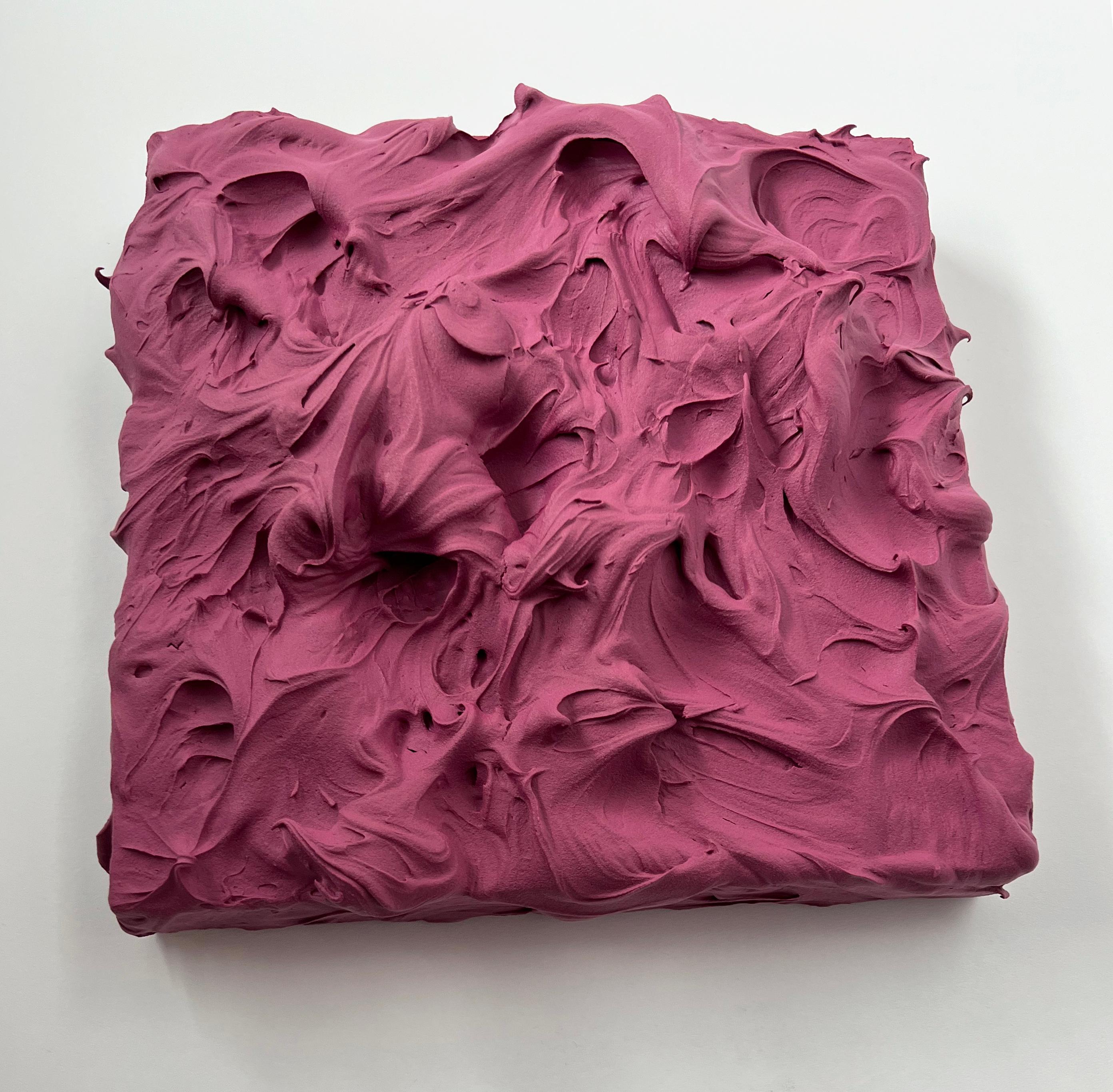 Mauve Excess (purple impasto thick painting monochrome pop art square design) For Sale 1