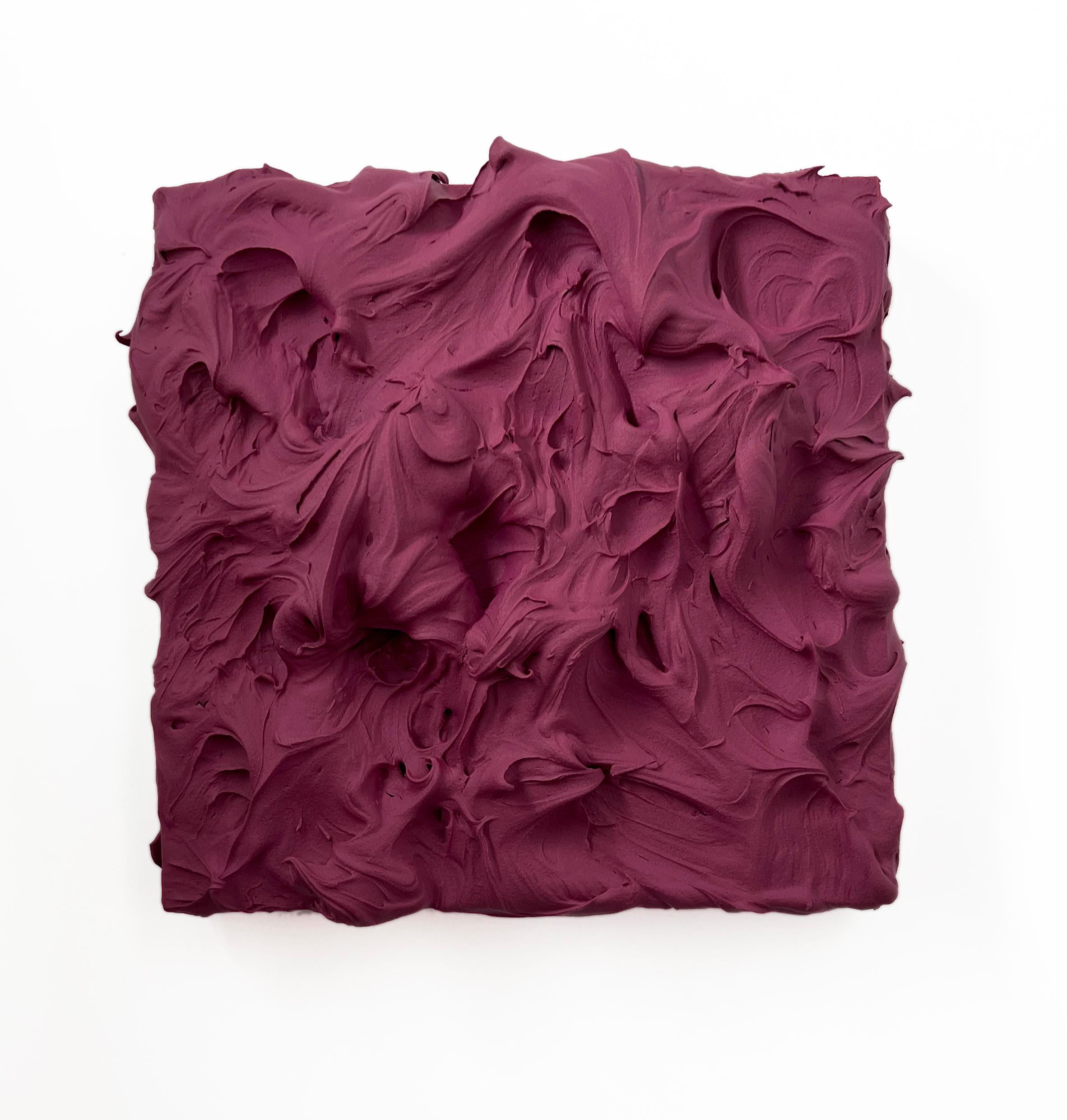 Mauve Excess (peinture épaisse empâtée violette, design carré pop art monochrome)