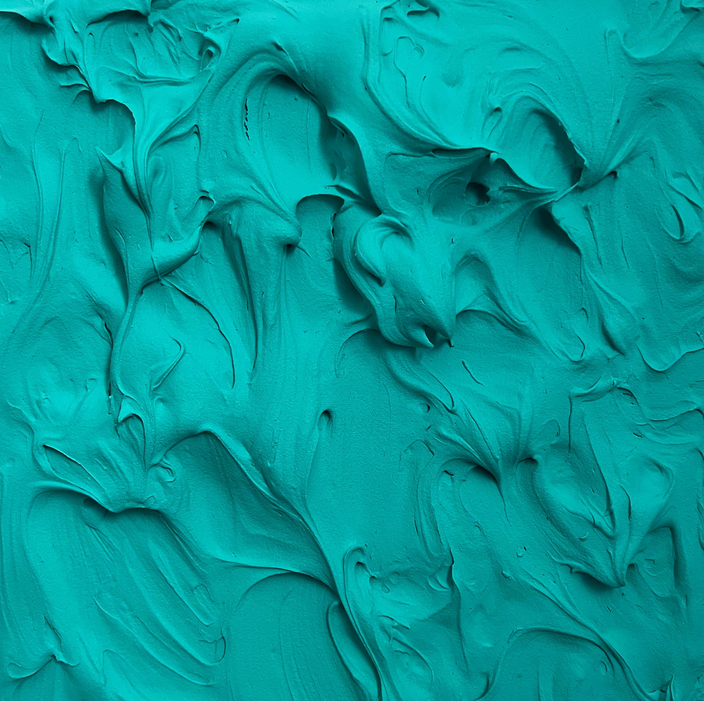 Mint Excess 2 (pittura a impasto spesso blu verde con disegno quadrato Aqua pop) in vendita 1