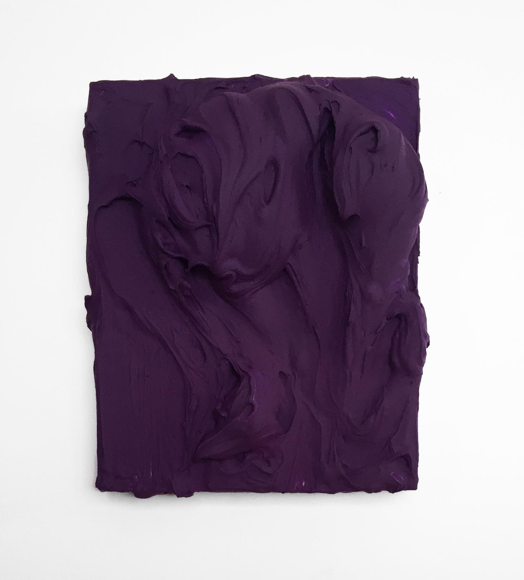 Chloe Hedden Abstract Sculpture - Mulberry Excess (impasto texture thick small painting salon hanging bold 