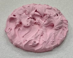 Pink Frosting Excess (thick pink impasto painting square monochrome pop design)