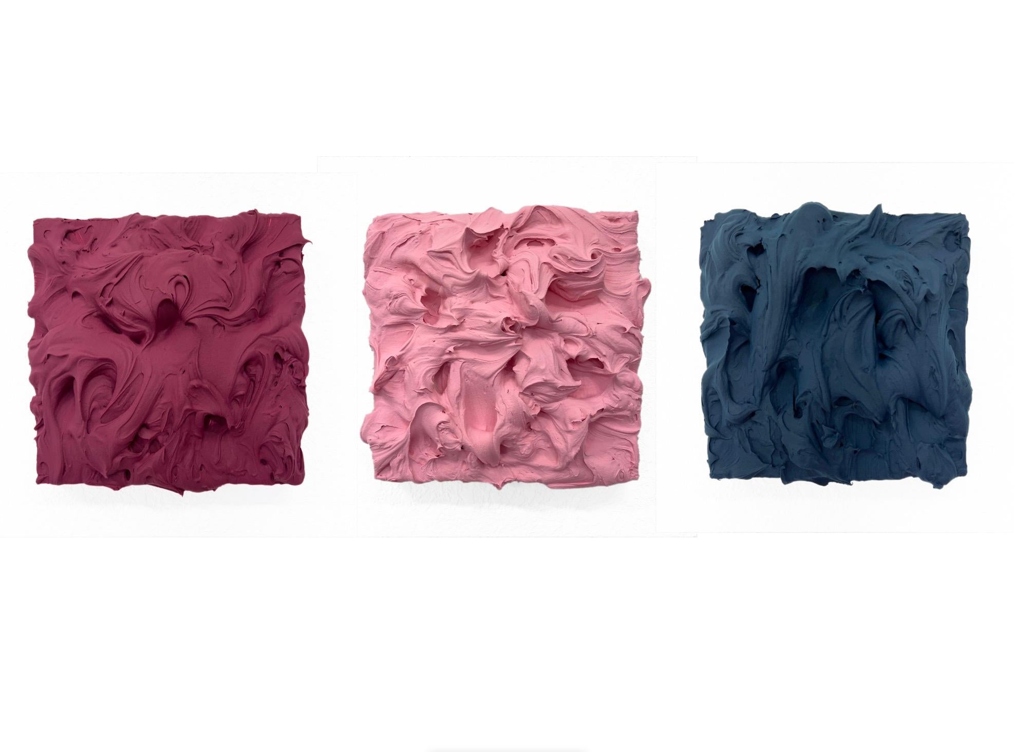 Combinación de Exceso de Ciruela, Rosa Persa y Azul de Prusia (textura de pintura vibrante espesa)