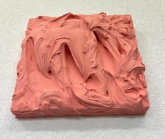 Pretty Peach Excess (thick pink impasto painting square monochrome pop design)