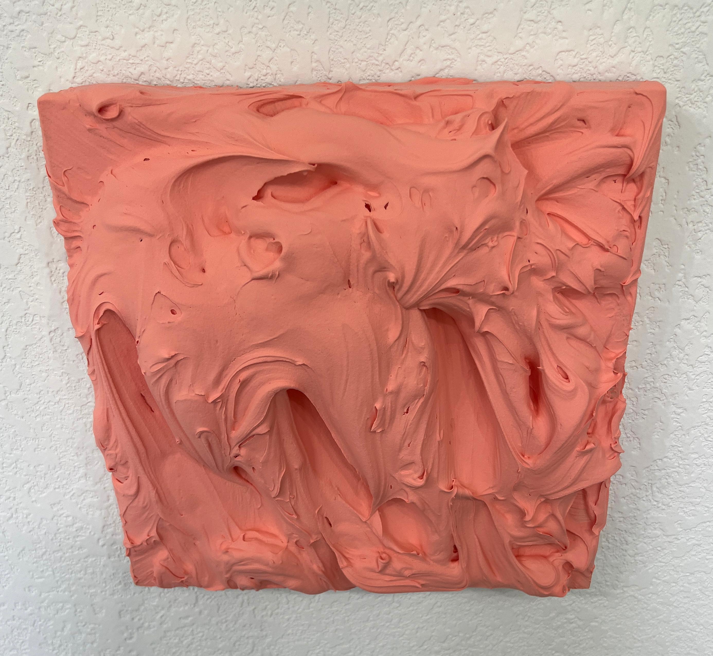 Pretty Peach Excess (pittura a impasto rosa spesso che dipinge un disegno pop monocromatico quadrato) 1
