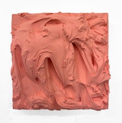 Jolie peinture d'empâtement rose foncé motif pop monochrome carré de couleur pêche