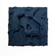 Prussian Blue Excess (thick impasto painting monochrome pop art square design)