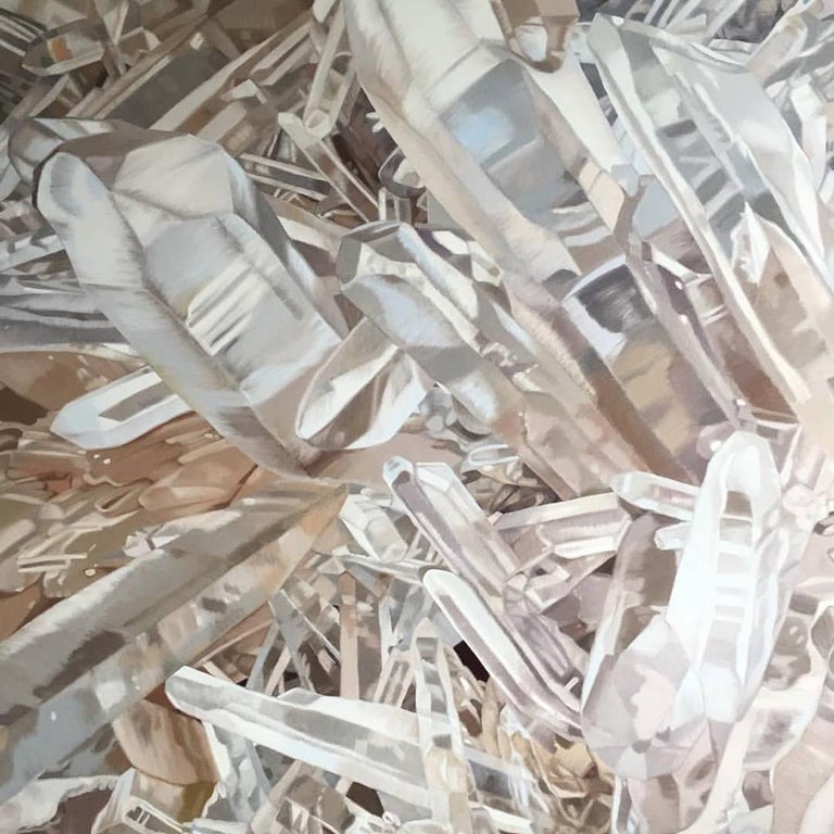 Chloe Hedden Quartz 3 Crystals Painting Oil On Canvas Contemporary Realism White Art For Sale At 1stdibs