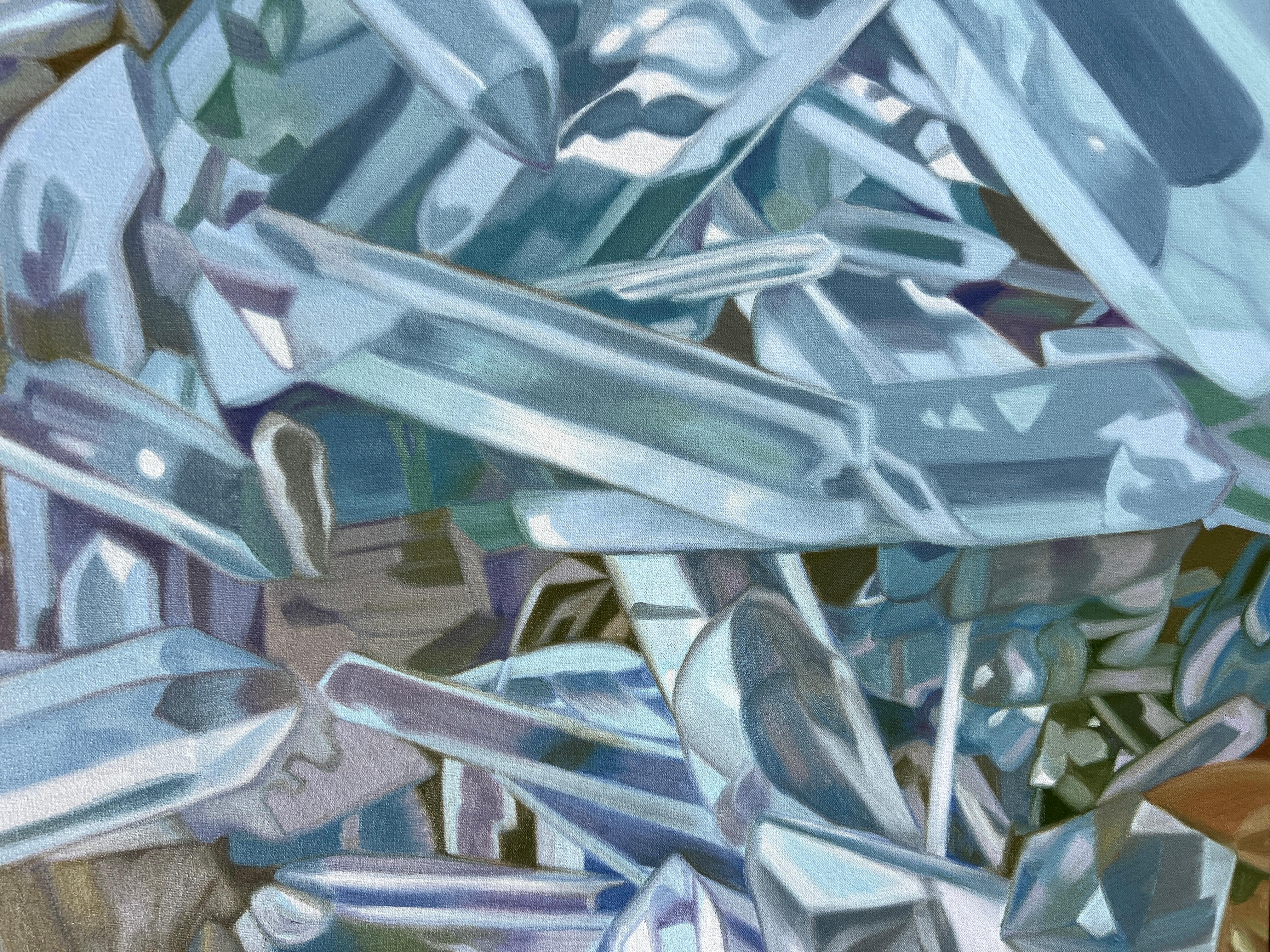 Quartz Music (pastels crystals realist precious minerals oil painting canvas) For Sale 5