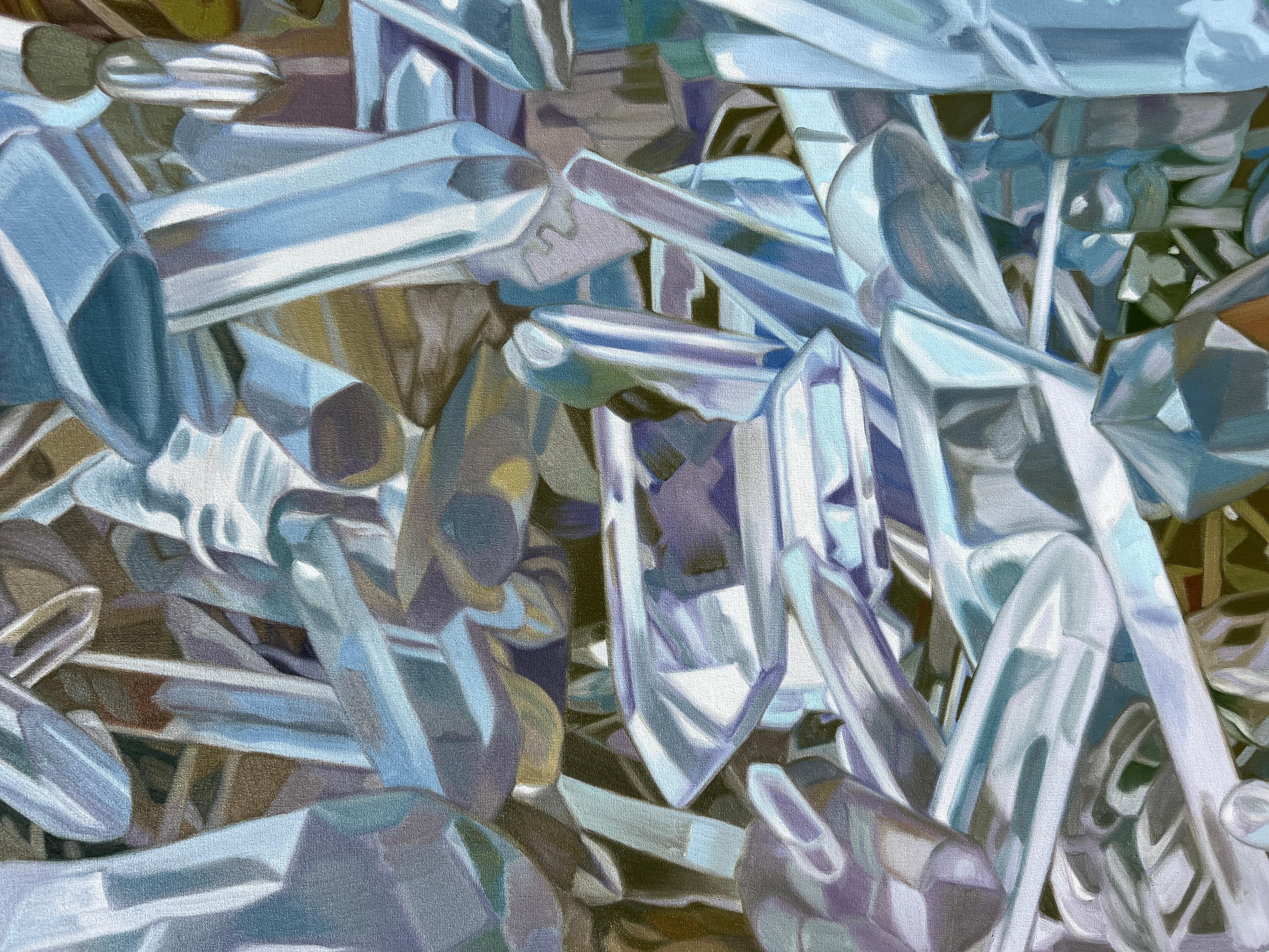 Quartz Music (pastels crystals realist precious minerals oil painting canvas) For Sale 6