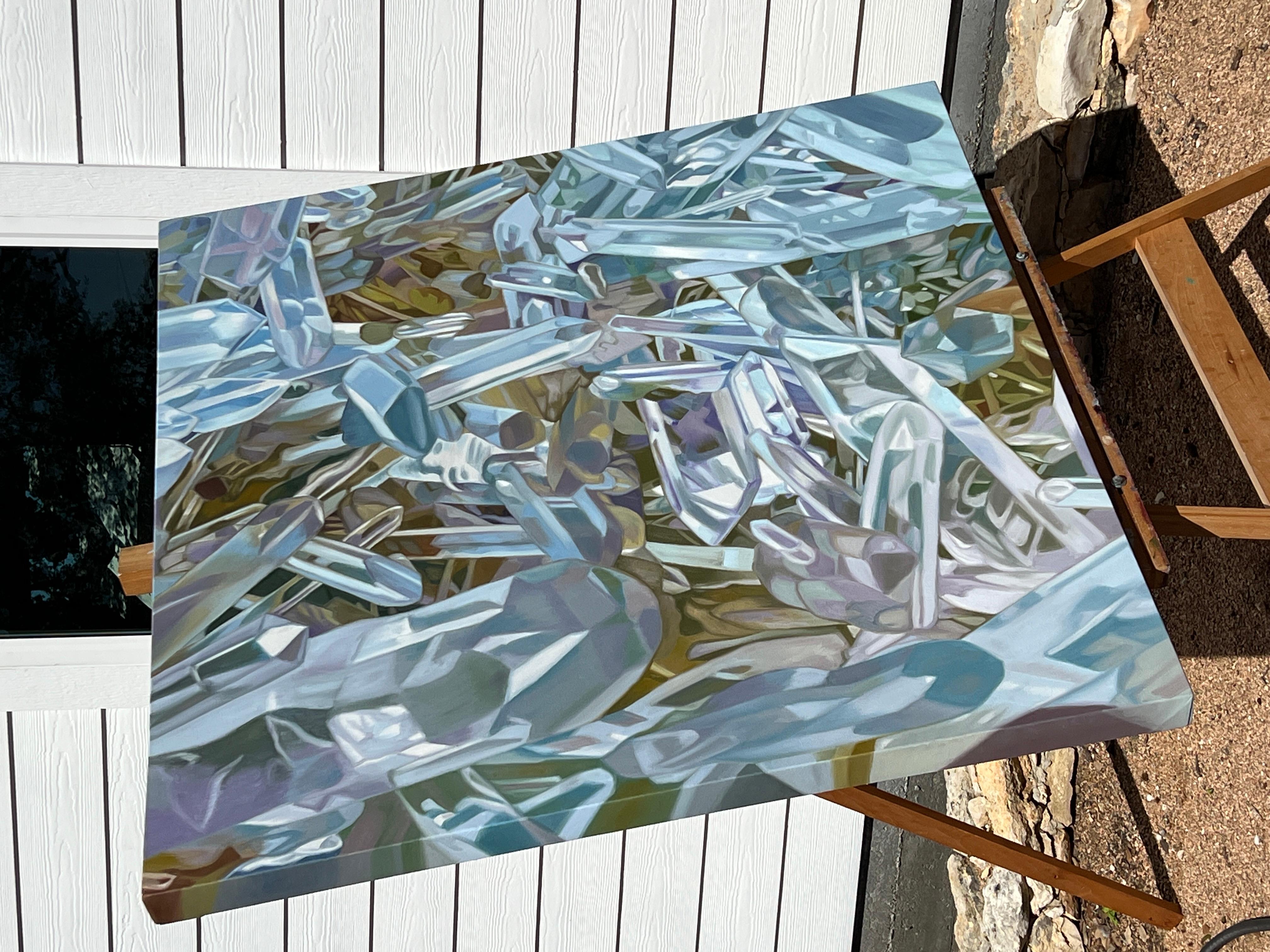 Quartz Music (pastels crystals realist precious minerals oil painting canvas) For Sale 8