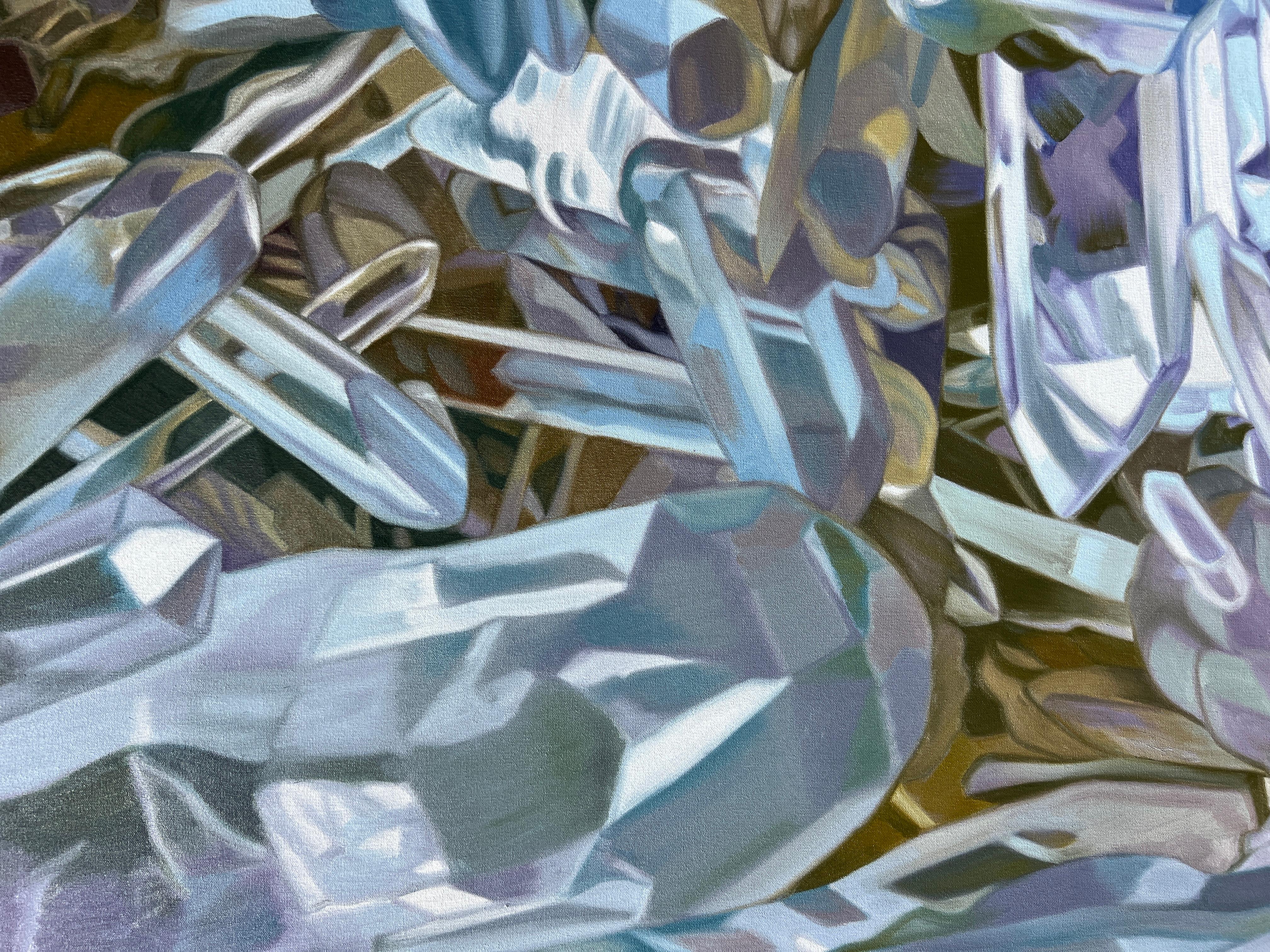 Quartz Music (pastels crystals realist precious minerals oil painting canvas) For Sale 2