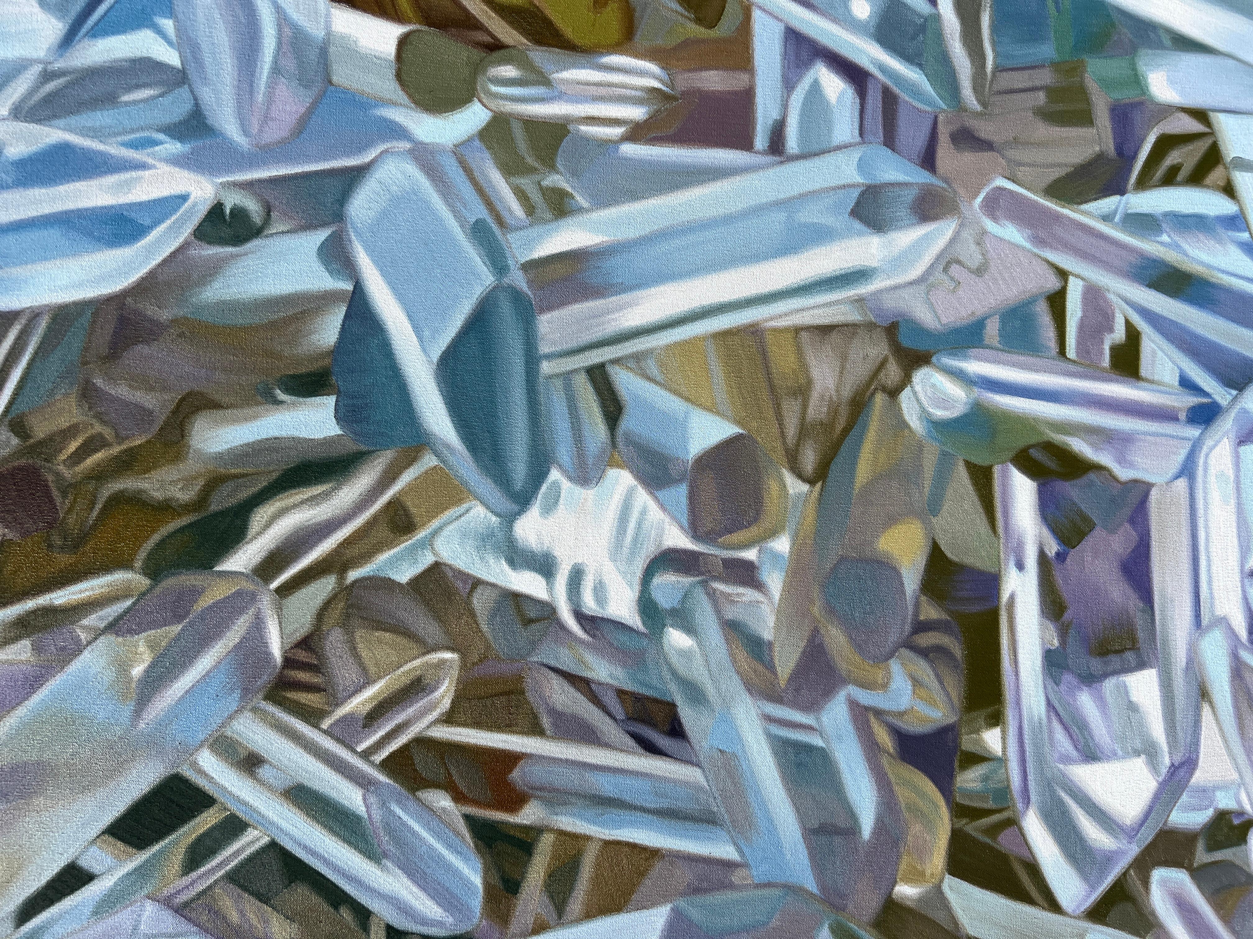 Quartz Music (pastels crystals realist precious minerals oil painting canvas) For Sale 3