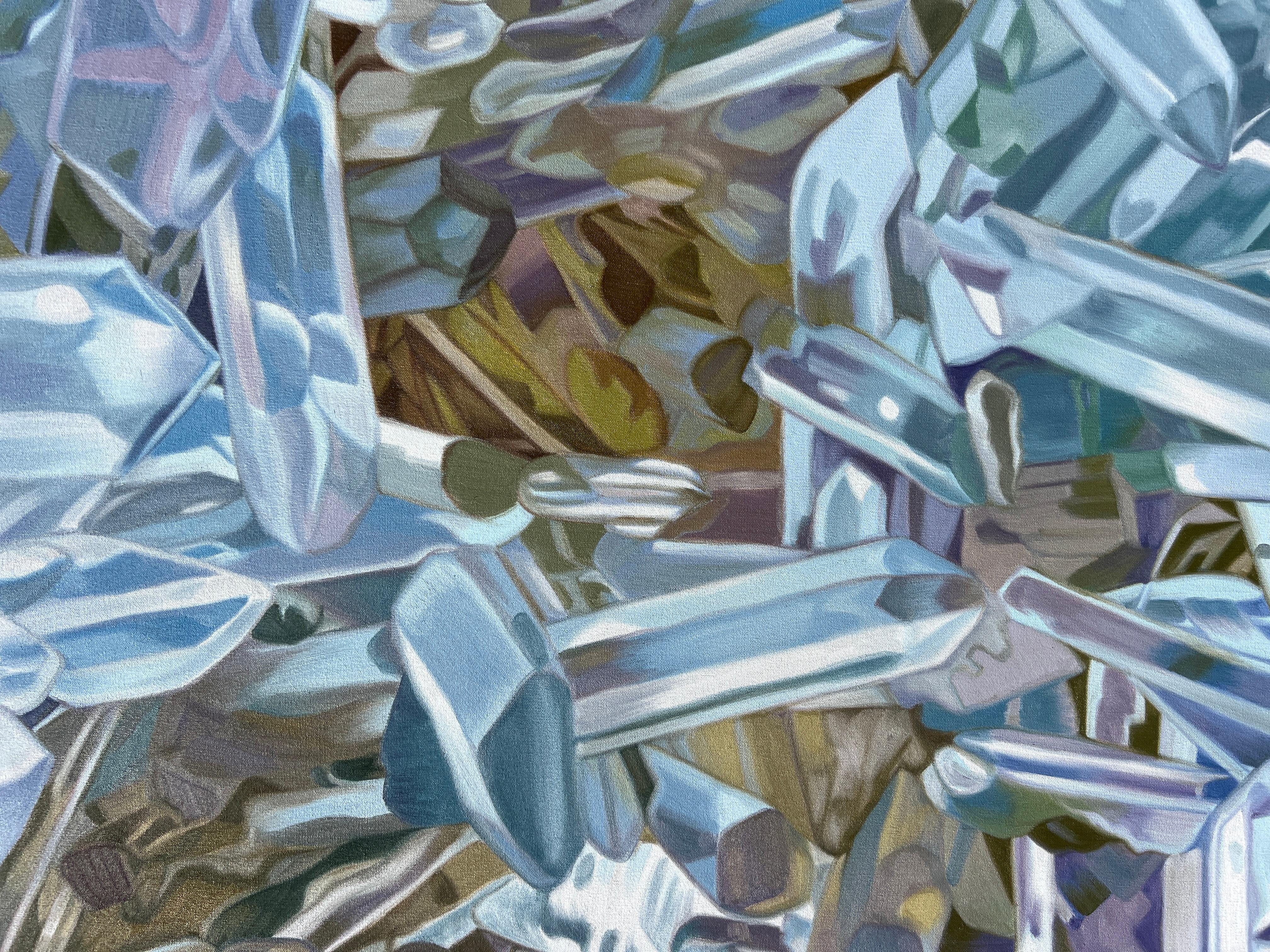 Quartz Music (pastels crystals realist precious minerals oil painting canvas) For Sale 4