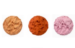 ROUND EXCESS TRIO (thick pumpkin pink frosting cantaloupe  impasto painting pop)