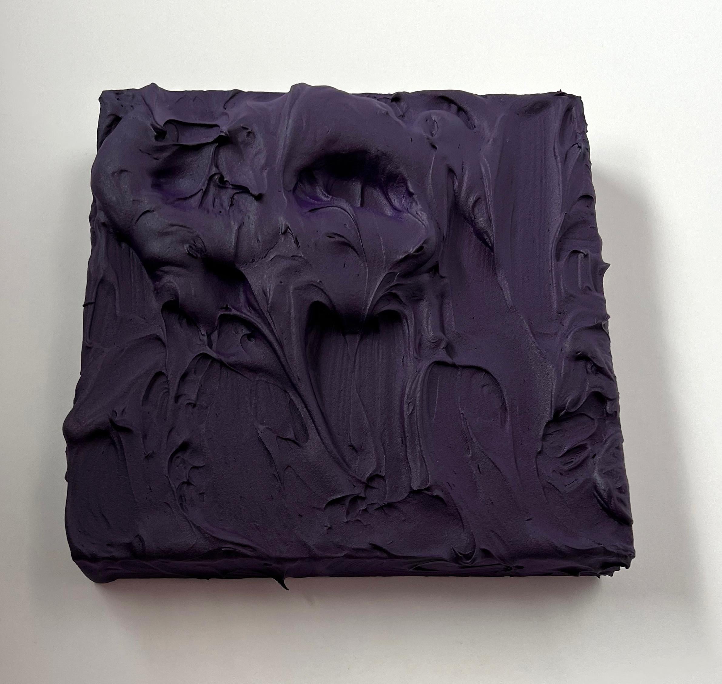 Royal Purple Excess (thick impasto painting monochrome pop art square design) - Pop Art Painting by Chloe Hedden