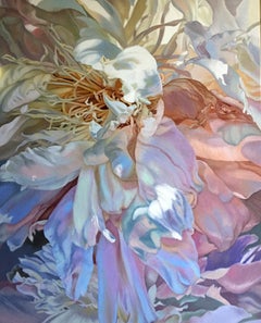 Salt Spring Peony 3 (floral painting pastels flower oil realist petals canvas)