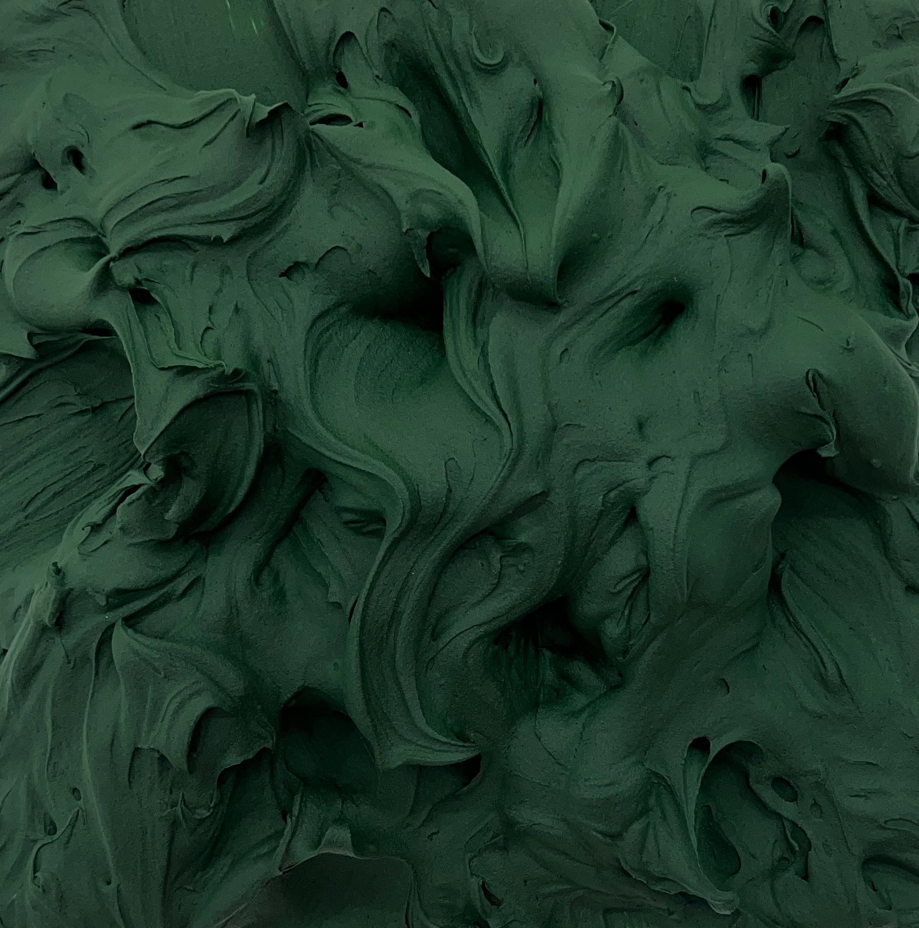 Exceso de verde savia (diseño de tarta pop monocromática cuadrada de pintura gruesa al empaste) - Abstract Sculpture Marrón de Chloe Hedden