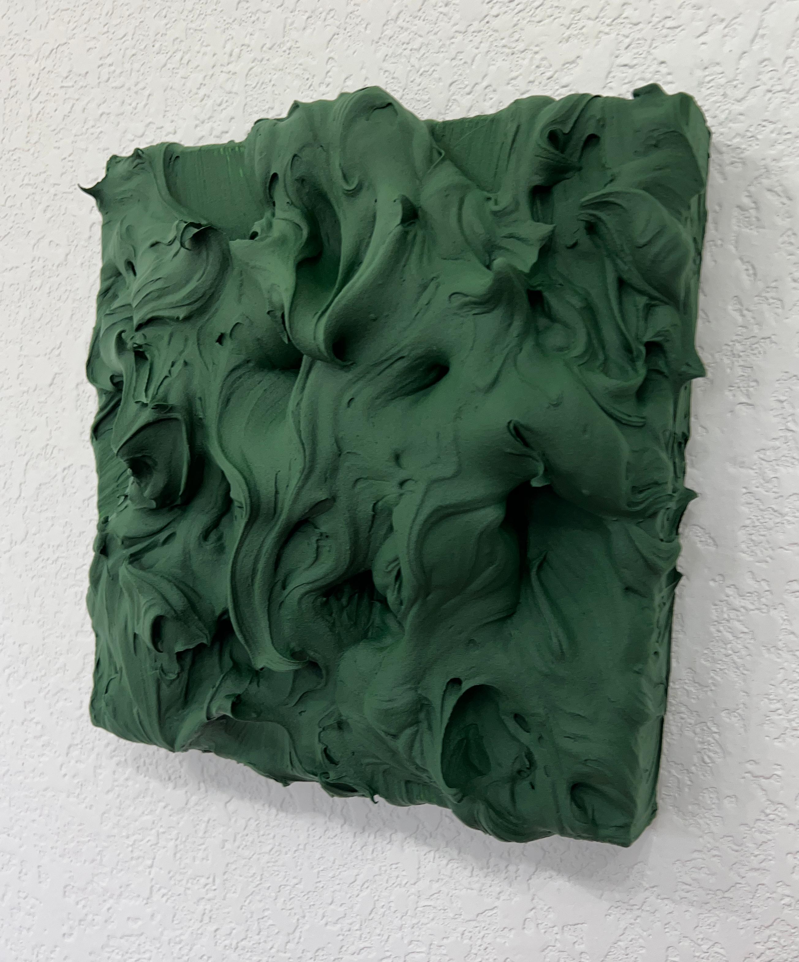 Exceso de verde savia (diseño de tarta pop monocromática cuadrada de pintura gruesa al empaste) en venta 1