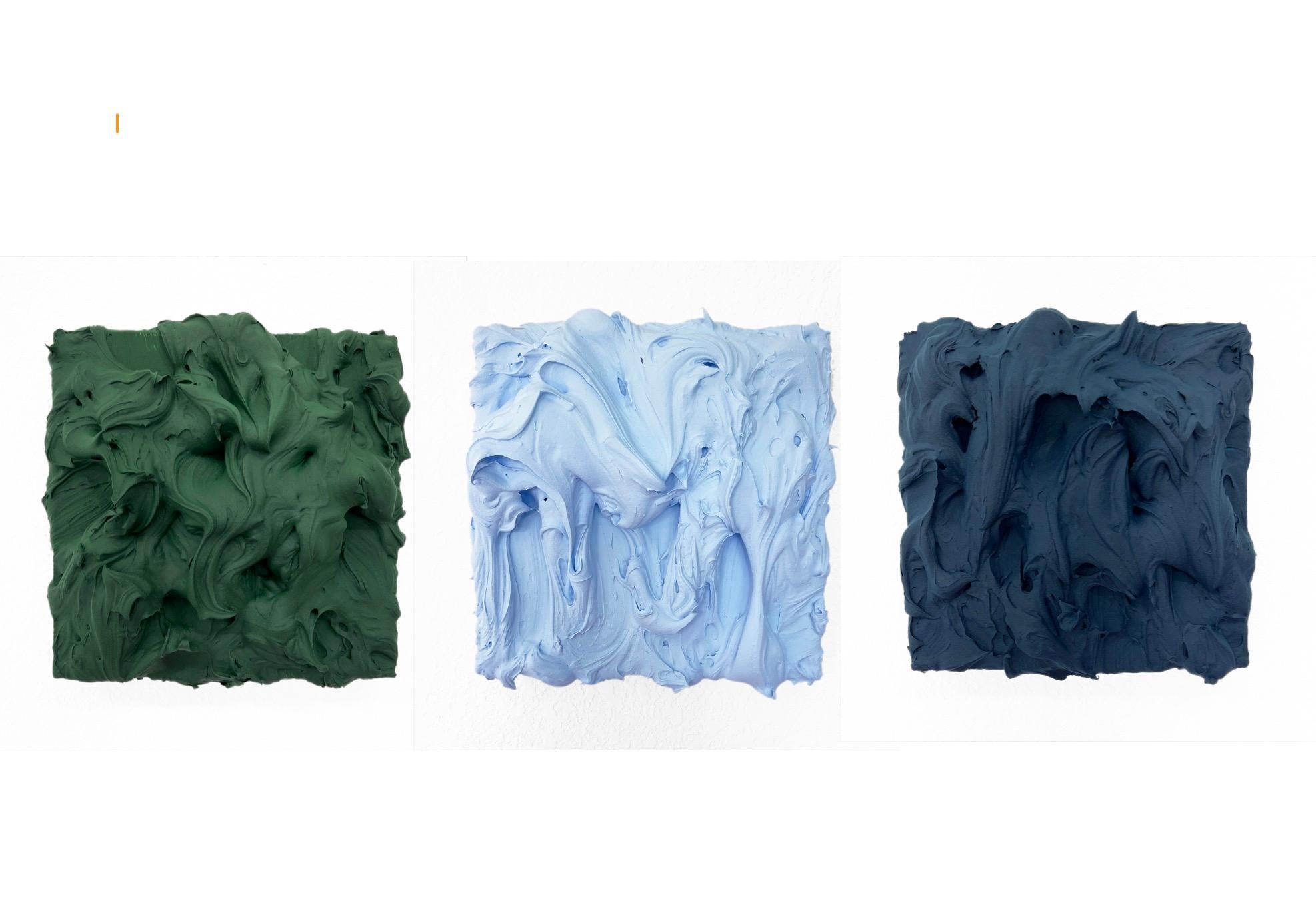 Verde savia, Olvídate de mí y Exceso de azul prusia (pintura vibrante de textura gruesa)