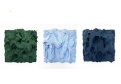 Verde savia, Olvídate de mí y Exceso de azul prusia (pintura vibrante de textura gruesa)