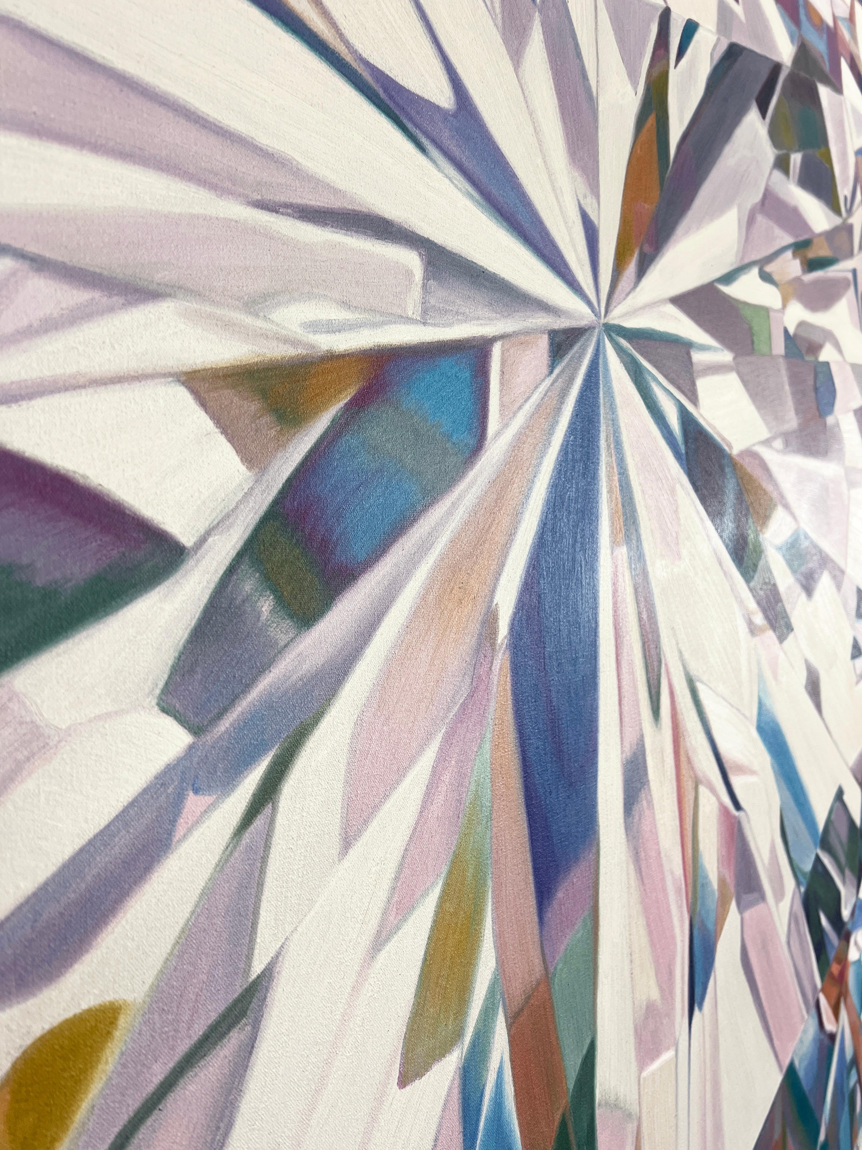 SHINE ON DIAMONDS ARE FOREVER (pastels, cristaux, peinture à l'huile réaliste sur toile) - Gris Abstract Painting par Chloe Hedden