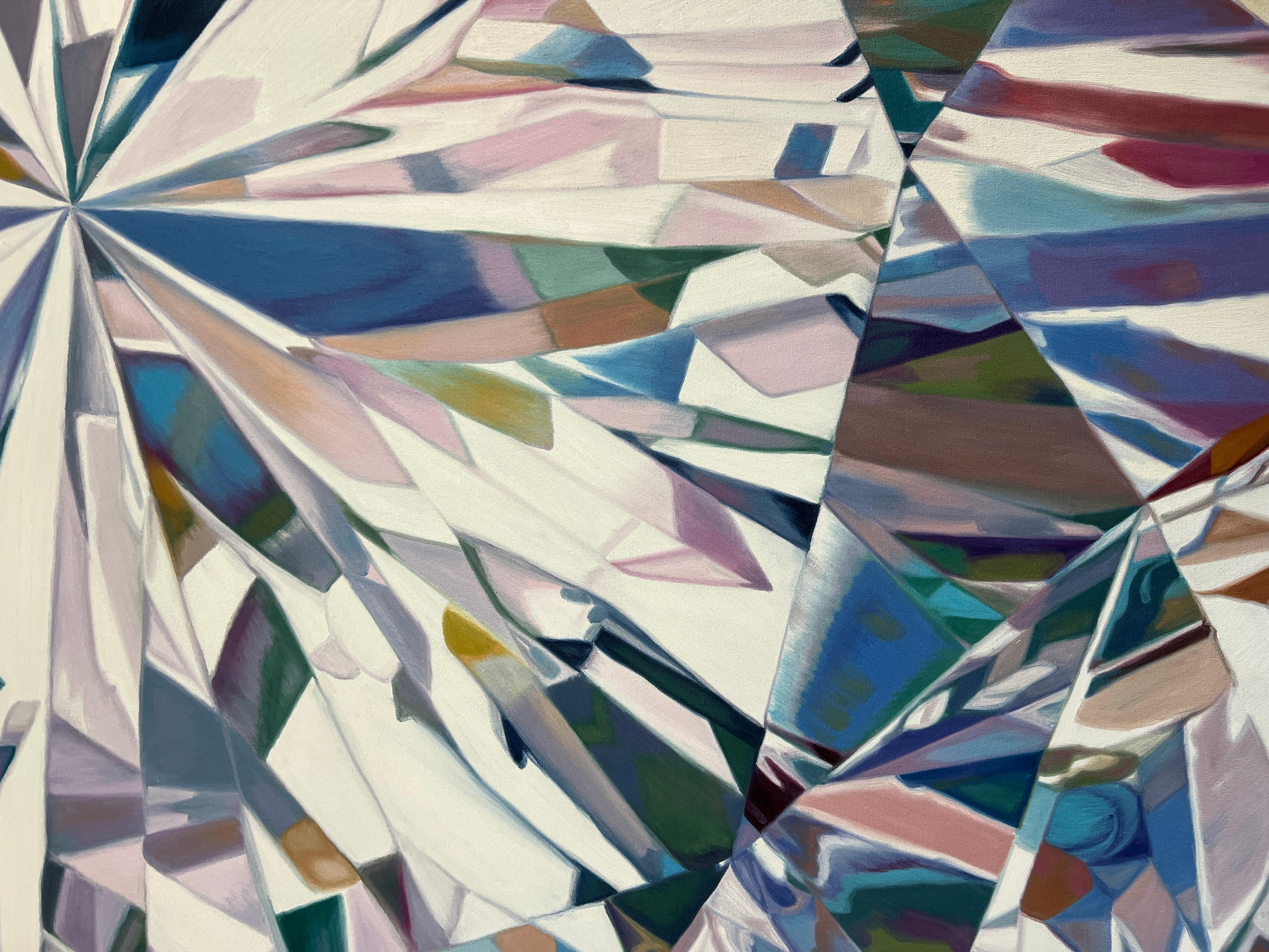 SHINE ON DIAMONDS ARE FOREVER (pastels, cristaux, peinture à l'huile réaliste sur toile) en vente 1