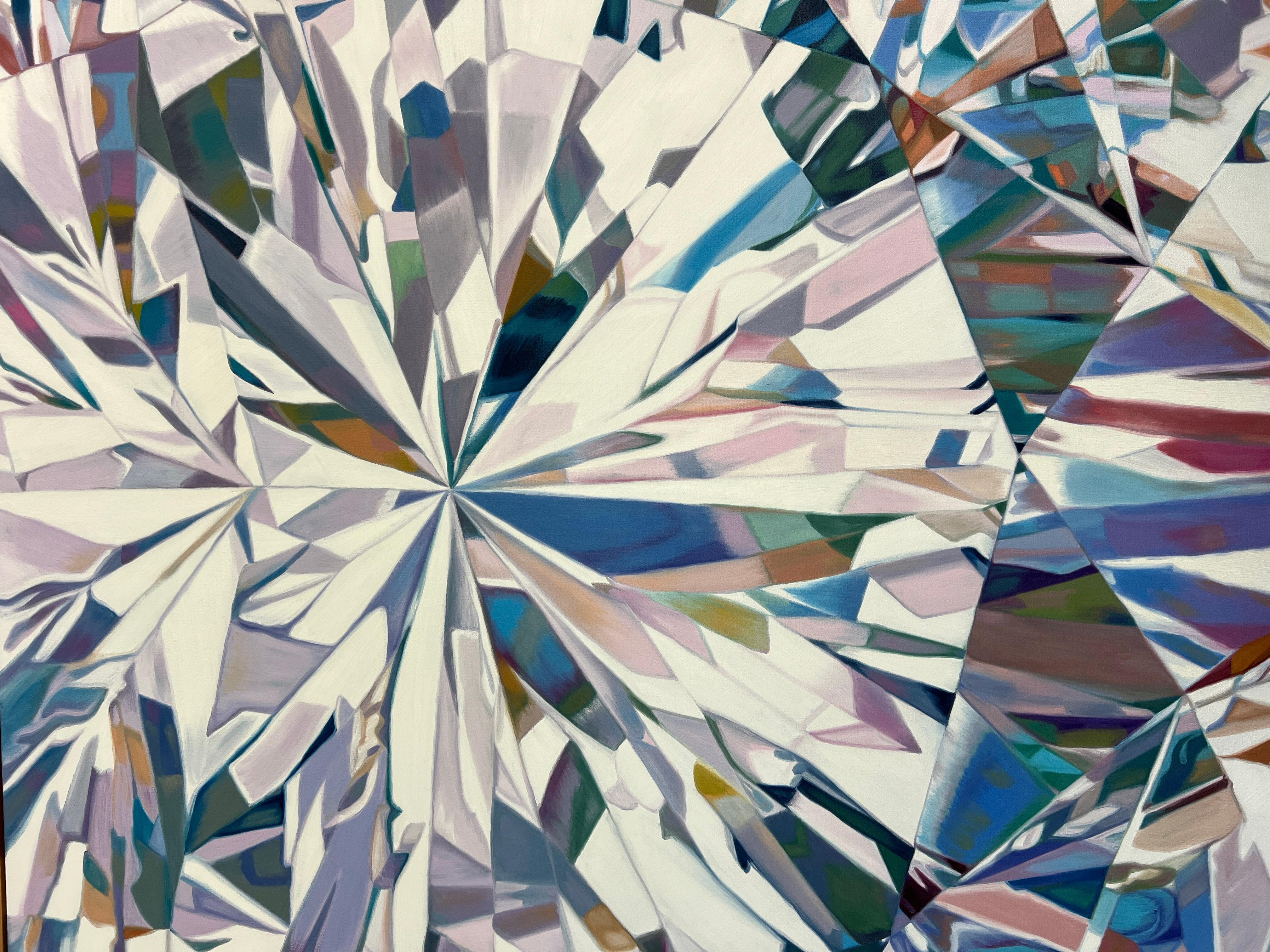 SHINE ON DIAMONDS ARE FOREVER (pastels, cristaux, peinture à l'huile réaliste sur toile) en vente 2