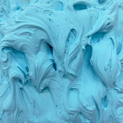 Sky Blue Excess (thick impasto painting square monochrome pop design)