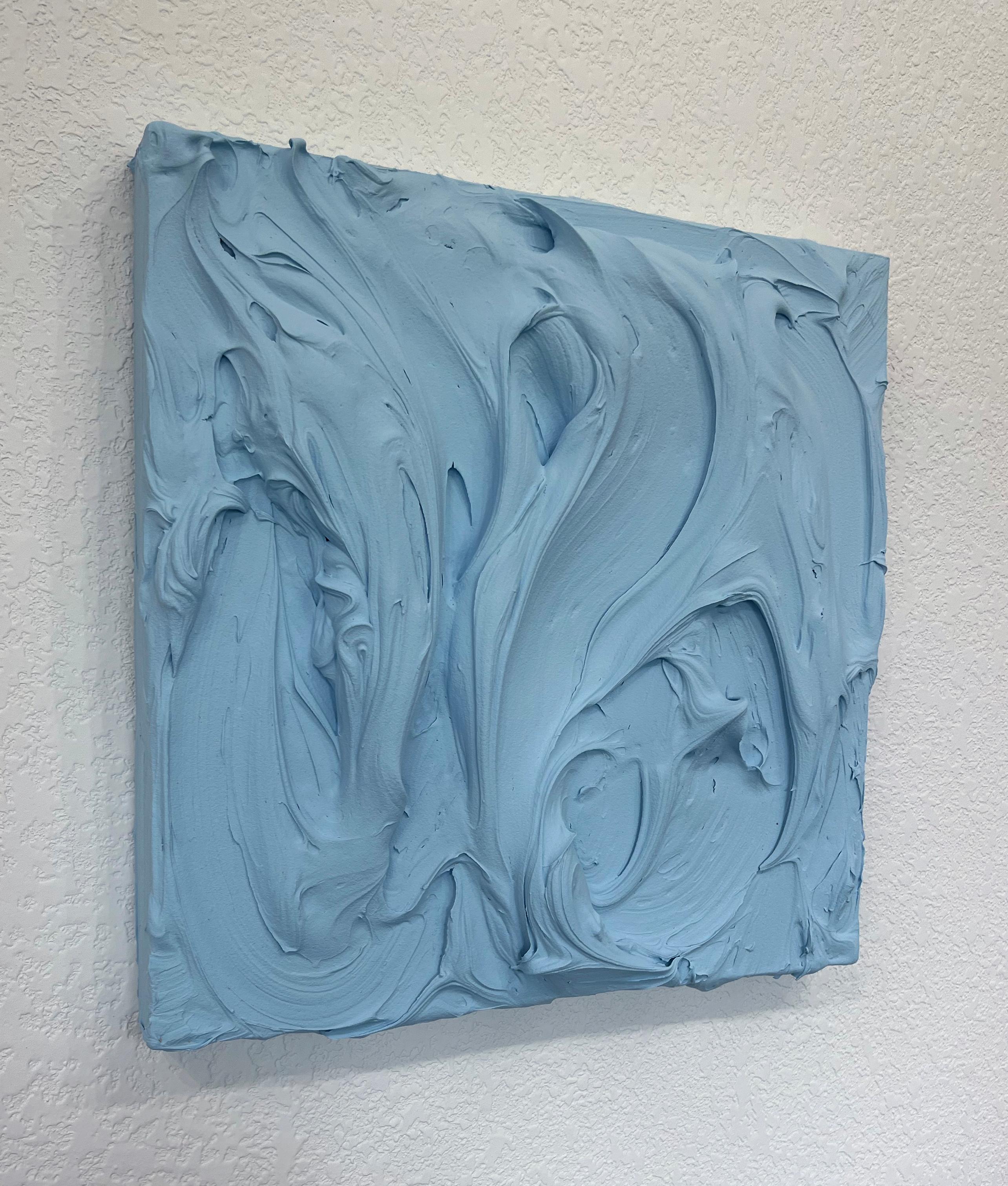 Sky Blue Excess (pittura a impasto rosa spesso con disegno pop monocromatico quadrato) - Abstract Sculpture Marrone di Chloe Hedden