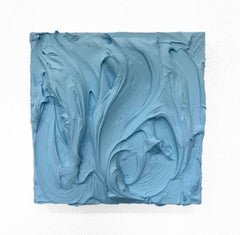 Sky Blue Excess (thick pink impasto painting square monochrome pop design)
