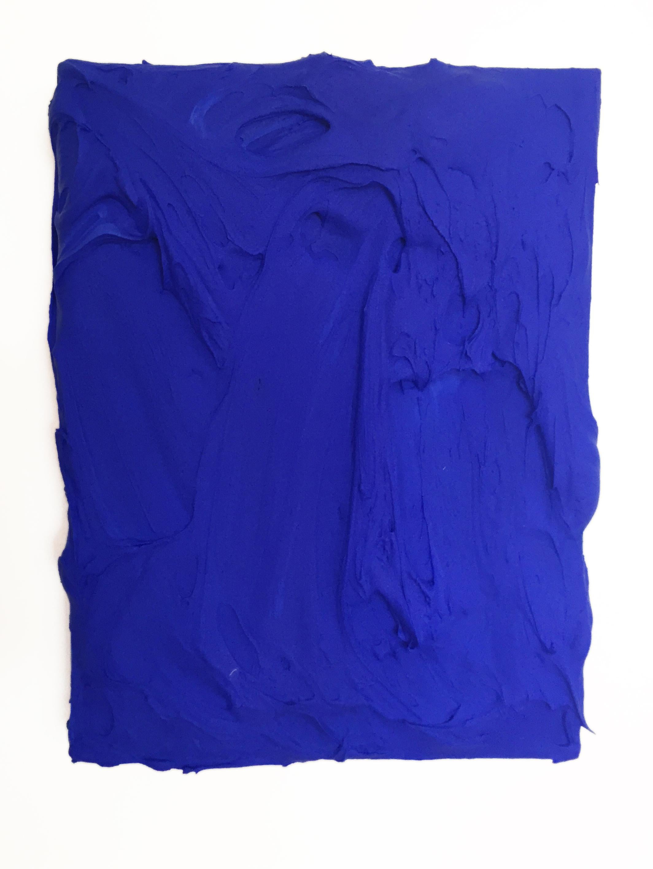 Chloe Hedden Abstract Painting - Ultra Blue Excess (impasto texture thick painting monochrome pop bold design)