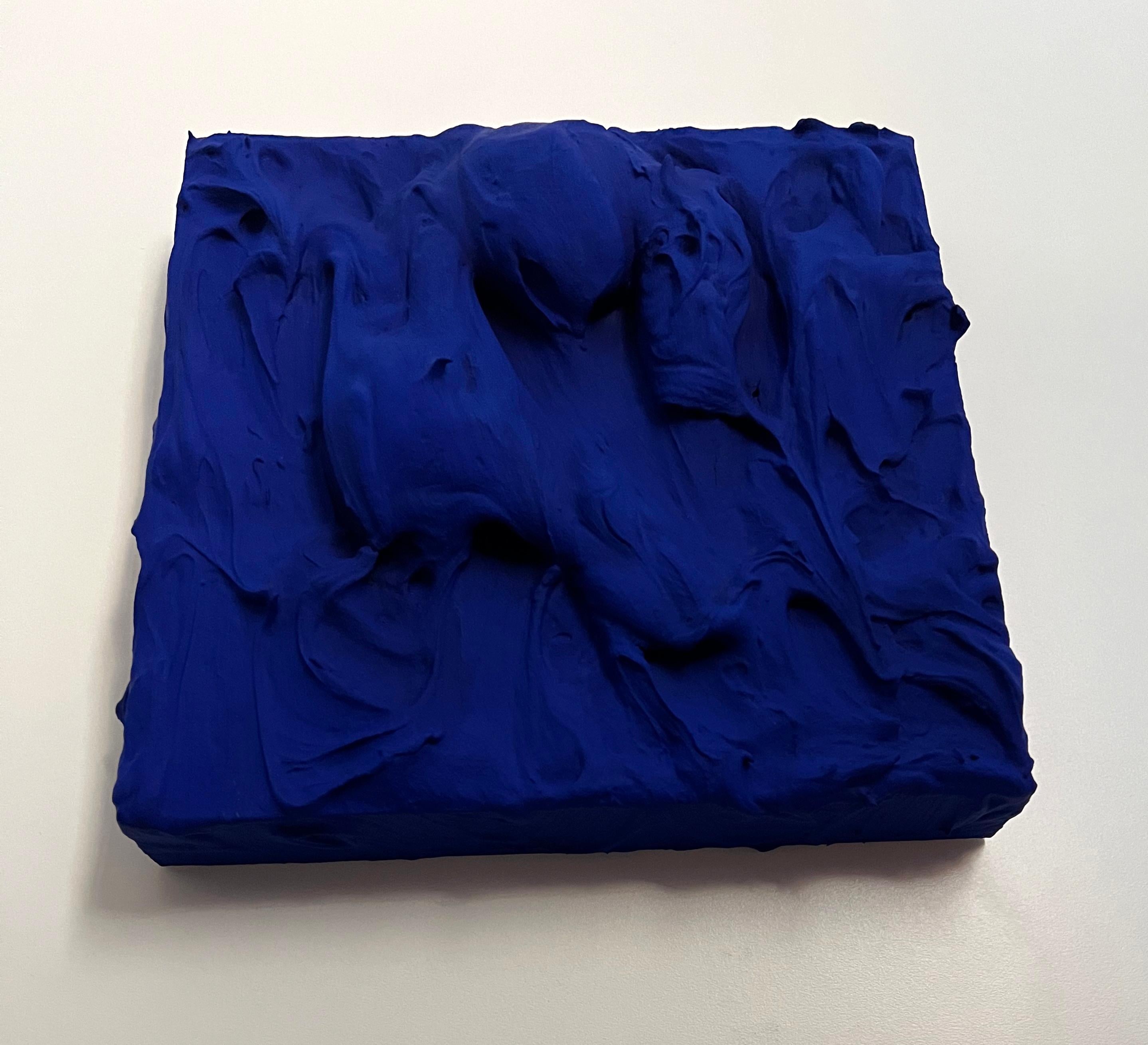 Ultra Blue Excess (thick impasto painting monochrome pop art square design) For Sale 1