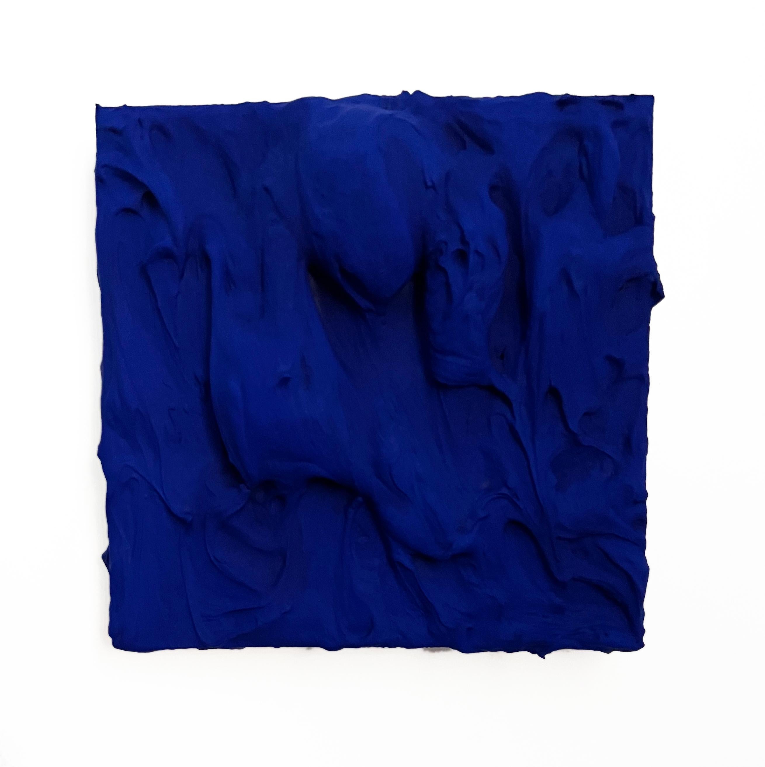 Ultra Blue Excess (peinture épaisse à l'empâtement, motif carré monochrome pop art)