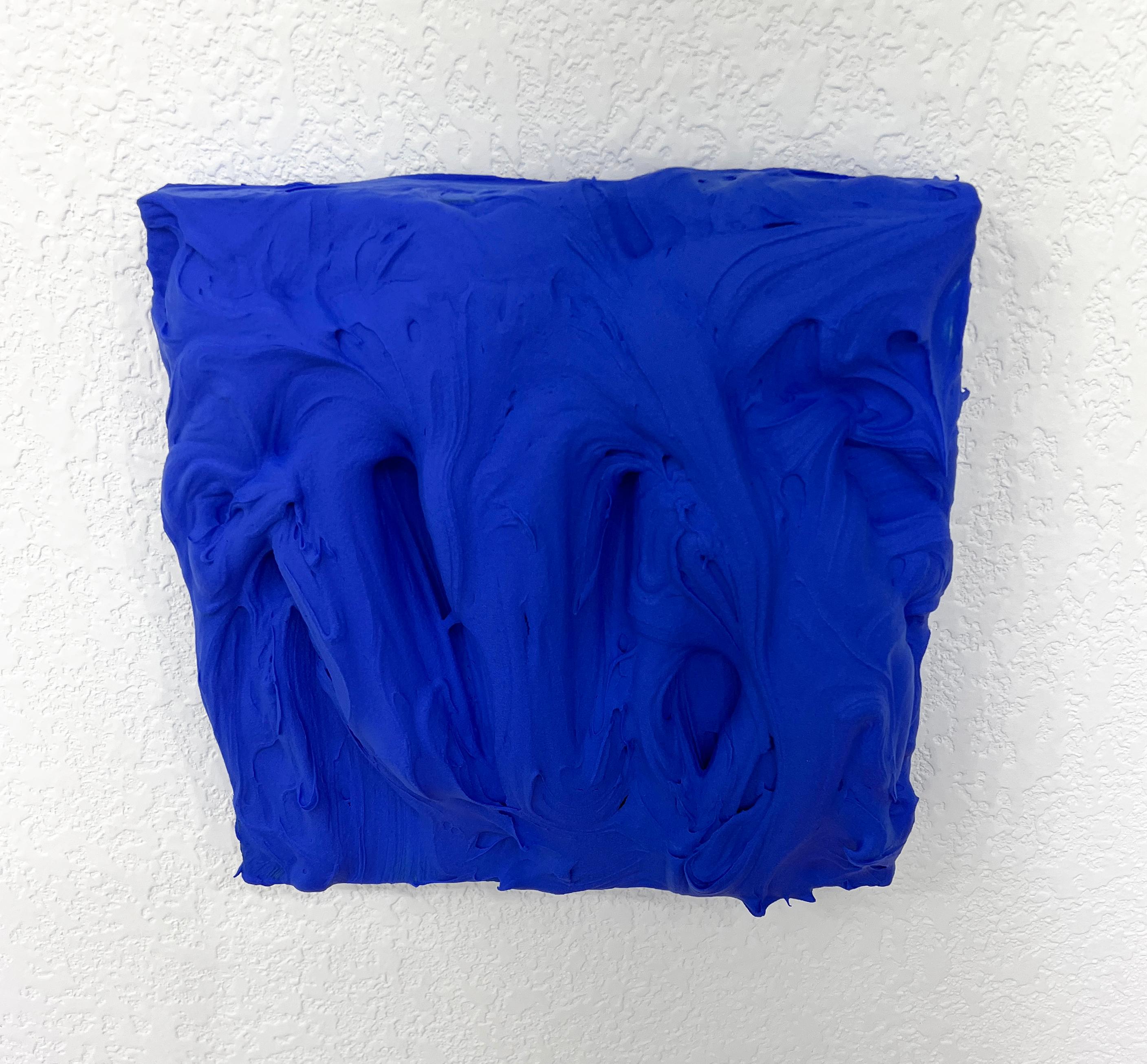 Ultra Blue Excess (thick impasto painting square monochrome pop cake design) - Pop Art Painting by Chloe Hedden
