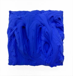 Ultra Blue Excess (thick impasto painting square monochrome pop cake design)